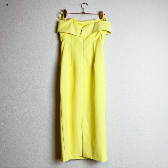Bardot Georgia Strapless Cocktail Dress Yellow Midi Size 4 XS - Picture 4 of 5